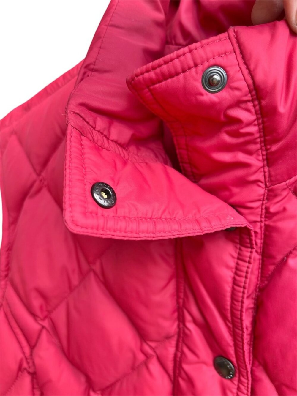 Lands End Women's Red Down Puffer Vest Size Large Insulated Snap Closure Pockets - Picture 6 of 12